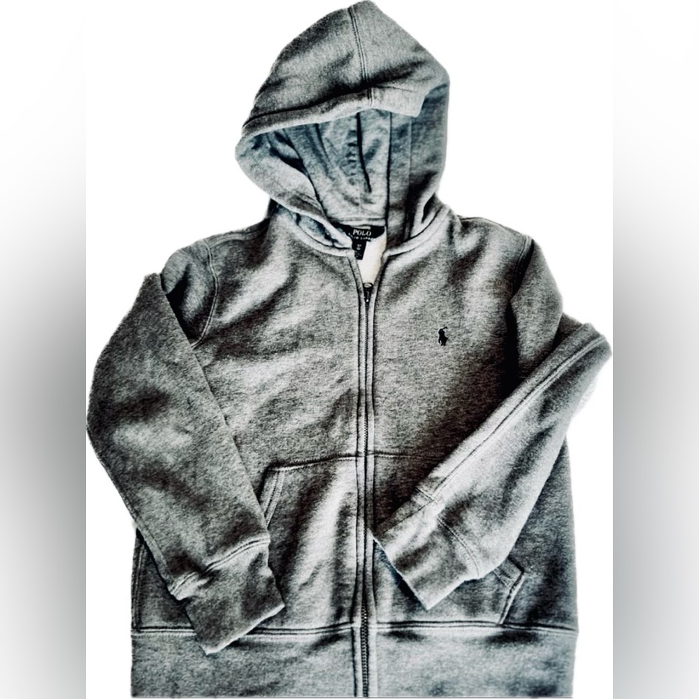 Polo Ralph Lauren Boys Long Sleeve Full Zip Hoodie Size 8  Heather Gray